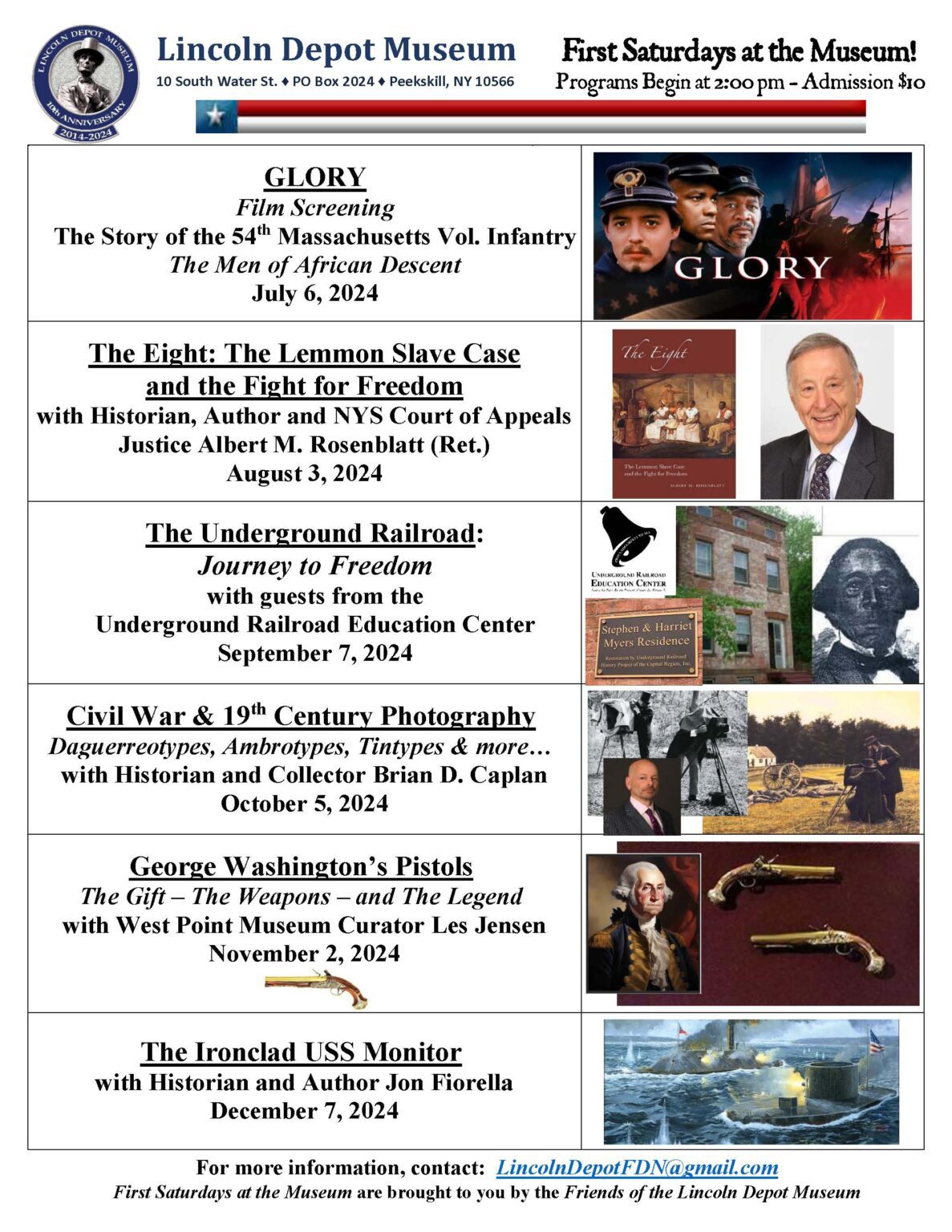 First Saturdays at the Museum 2024 Schedule Lincoln Depot Museum